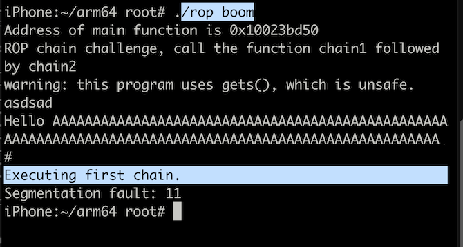 Terminal showing first chain executed successfully