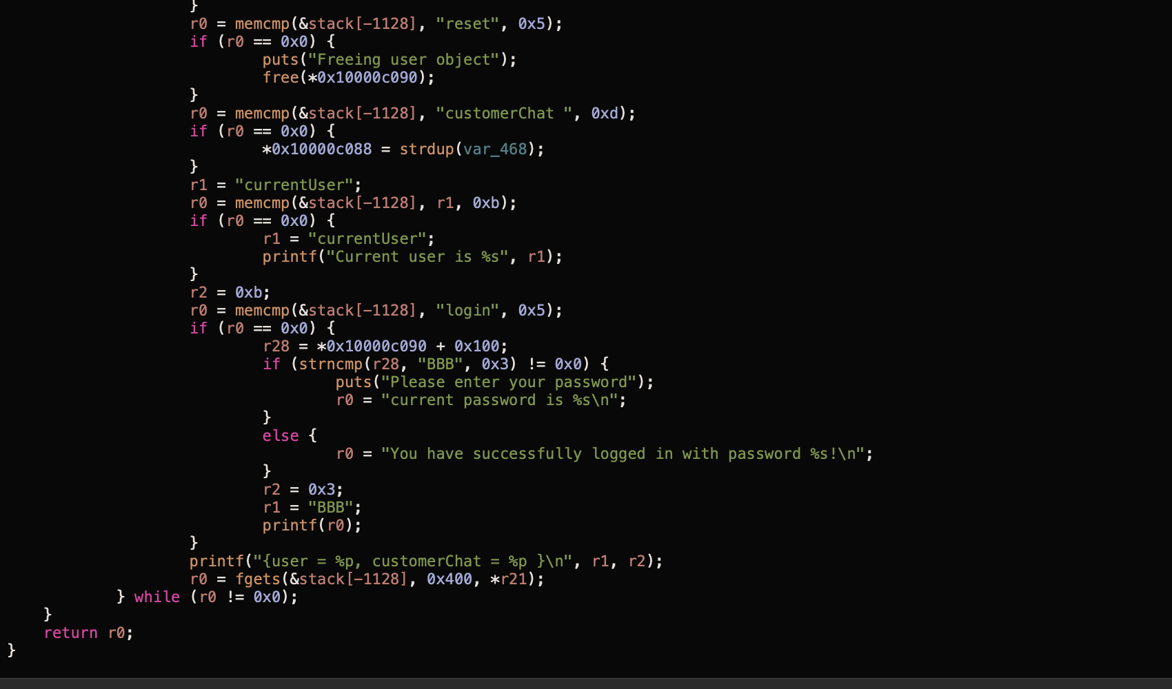 Continued disassembly of useafterfree function with free call