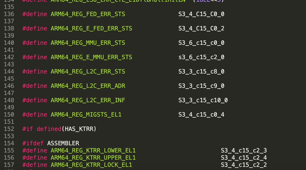 iOS-specific ARM64 system registers
