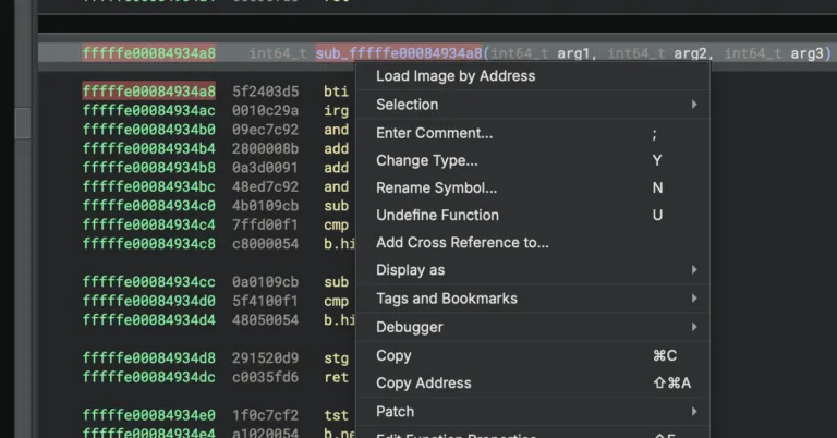 Binary Ninja MTE analysis