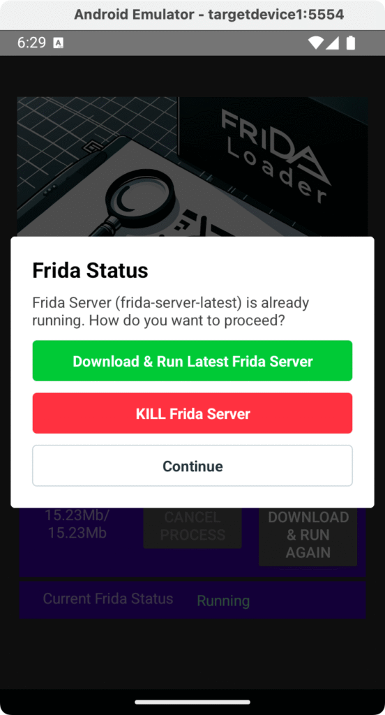 FridaLoader main interface